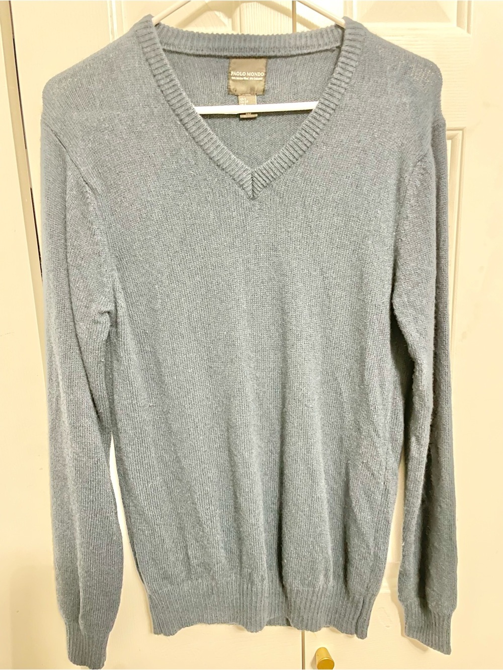Paolo Mondo Men's V-Neck Sweater in Peacock Blue